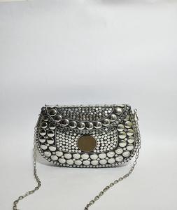 Metal Beaded Ladies <b>Clutch</b> Handbag in Attractive <b>Silver</b> Color & Modern & Solid Design From Tradnary - Product Image 1