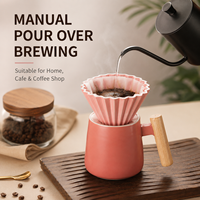 Filtre à café réutilisable en céramique cannelée colorée en forme de V pour la préparation du café à la maison ou au café (vente en gros)