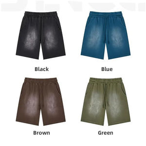 Precio barato MEN ACID WASH Shorts Alta calidad 100% algodón Sun Fade con diamantes de imitación Patrón sólido Streetwear Sun Fade Shorts - Product Image 1
