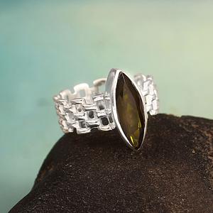 925 Sterling Silver Eternity Belt <b>Ring</b> Classic Boho Style with Natural Smoky <b>Quartz</b> Bezel Setting for Parties - Product Image 6