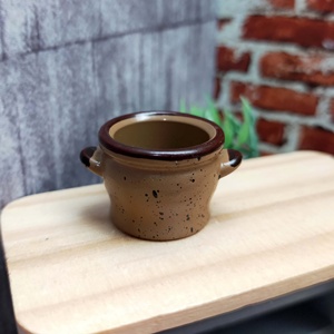 Pot en céramique miniature à l'échelle 1:12, mini-jardinière marron moucheté, décoration pour maison de poupée, cadeau pour les 14 ans et plus - Product Image 2