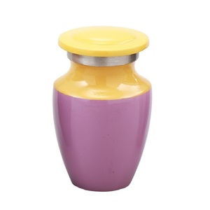 High Quality Brass <b>Keepsake</b> Cremation Urns With Yellow And Purple Color Finished Metal Funeral Urns For Human <b>Ashes</b> - Product Image 1