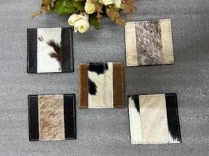 Real Handmade <b>Hair</b> on Hide Fur Leather Tea Coaster Coffee Tea Cup Mat Tableware Home Accessories Drink and Barware Fur Coasters - Product Image 3