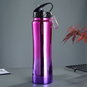 Bouteille d'eau isotherme en acier inoxydable à paroi simple de 800 ml, couleur dégradée électrolytique, petite bouteille de sport à taille cintrée - Product Image 5