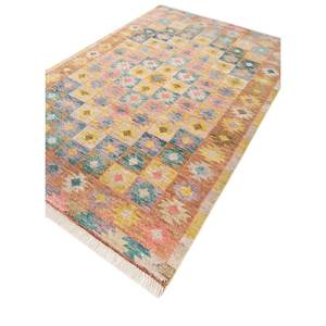 Erbe AKWL-1290 Hand Knotted <b>Wool</b> Rug Geometric Pattern New Rectangle Carpet for Home Living Room Decorations Big Size - Product Image 2