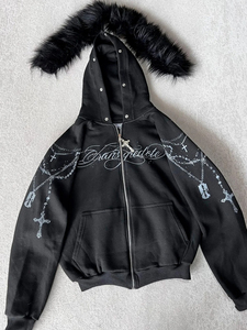 เสื้อฮู้ดผ้าฝ้าย100% ระบายอากาศได้ดีแขนยาวแบบปรับแต่งได้สำหรับฤดูหนาว - Product Image 3