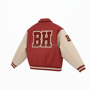 Chaqueta universitaria de mezcla de lana Premium 450 GSM Mangas de cuero suave Logotipo de chenilla personalizado Diseño de dos tonos Chaqueta universitaria para mujer - Product Image 5