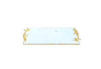 Assiette rectangulaire en marbre blanc émaillé, motif gravé, style campagnard moderne et écologique, prête à servir en voyage