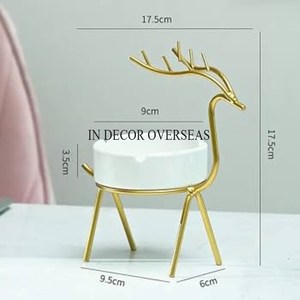 Cendrier de forme ronde en marbre blanc de qualité supérieure avec concepteur unique plaqué or pour bar et restaurant d'Inde - Product Image 2