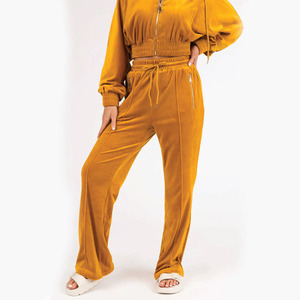 Tenues personnalisées de haute qualité Top court en velours Sweats à capuche Survêtement Survêtement en velours Survêtements de velours Jogging pour femmes Survêtement en velours - Product Image 4