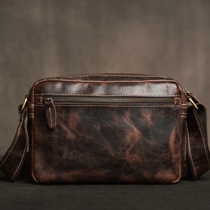 Bolso Bandolera Cruzado de Cuero para Hombre, Cuero Genuino, Diseño Pequeño y Portátil, Gran Capacidad, Cierre de Cremallera, para iPad de 10 Pulgadas - Product Image 2