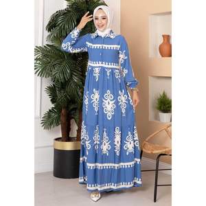 Robe Hijab en viscose à demi-boutons Indigo - Product Image 4