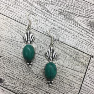Turquesa piedra preciosa 925 plateado hecho a mano pendiente conjunto Boho joyería regalo para ella - Product Image 1