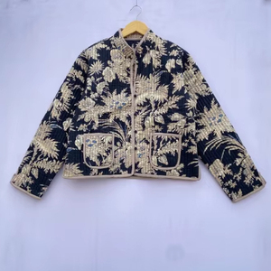 Chaqueta reversible con estampado de bloques, chaqueta floral de algodón hecha a mano acolchada de algodón Chaqueta de algodón acolchada con tira reversible ropa de fiesta - Product Image 1