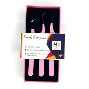 Meilleure pince à épiler professionnelle en acier inoxydable de 0.03mm pour l'extension des cils, courbure à 90 degrés, embouts en fibre durable pour couper les cils - Product Image 1