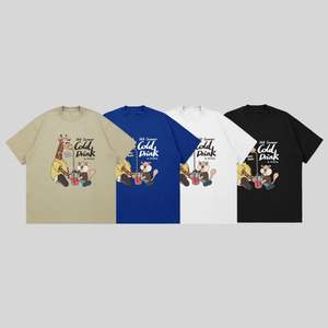 Custom Men's Fashion Summer <b>T</b>-<b>Shirt</b> 100% Cotton Short-Sleeved Loose Casual with Charming <b>Giraffe</b> Cartoon Logo Print - Product Image 3