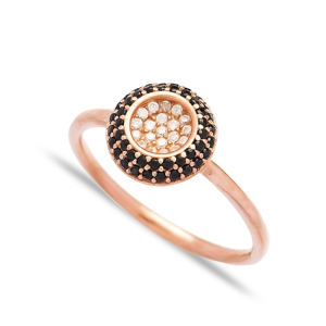 <b>Black</b> and White CZ <b>Stone</b> Double Round Design Wholesale Handcrafted Turkish Jewelry 925 Sterling <b>Silver</b> Jewelry <b>Ring</b> - Product Image 1