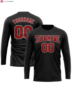 T-shirt personnalisé 100% coton vintage avec drapeau américain noir et rouge - Jersey de performance à manches longues, style décontracté, logo imprimé sur le devant - Product Image 6