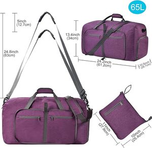 Bolsa de lona deportiva de poliéster con compartimento para zapatos, correa ajustable y cierre de cremallera, bolsa de viaje plegable impermeable para hombres y mujeres - Product Image 3