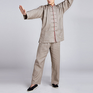 Uniformes de Kung Fu Unisex de 100% algodón de calidad superior, traje ligero de 2 piezas con cordón en la cintura, pantalones, jerséis, logotipo personalizado - Product Image 3