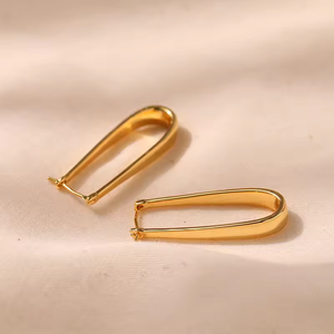 PLDYJ003-DA Pendientes de Aro Simples en Forma de <span class=keywords><strong>U</strong></span>, Regalos para Bodas y Fiestas, Joyería Lisa de Moda con Personalidad para Mujer - Product Image 1