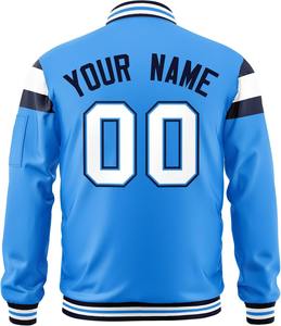 Veste universitaire Letterman en tissu satiné avec fermeture éclair style bombardier logo personnalisé broderie livraison directe veste OEM ODM pour hommes - Product Image 5