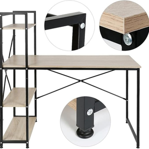 โต๊ะคอมพิวเตอร์อเนกประสงค์พร้อมชั้นวางหนังสือสำหรับโฮมออฟฟิศห้องเรียนหรืออพาร์ทเมนต์ทรง X พร้อมชั้นวางแบบเปิด3ชั้น - Product Image 5