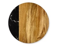 Mangoholz & Marmor Lazy Susan Weißer Stein Natürliche Holzfarbe Runde Form Marmor und Holz Lazy Susan
