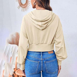 Women's Clothing <b>Crop</b> <b>Top</b> OEM Wholesale Cropped Zipper up Hoodies Custom Oversized Hooded Sweatshirts <b>for</b> Women's Breathable - Product Image 4