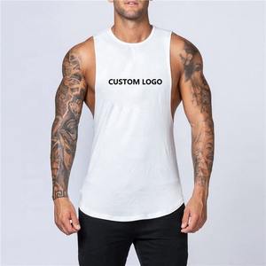Camiseta sin mangas de Color con logotipo personalizado para hombre, camisetas de gimnasio de compresión transpirables de secado rápido, informales, de punto de poliéster, para entrenamiento atlético - Product Image 6