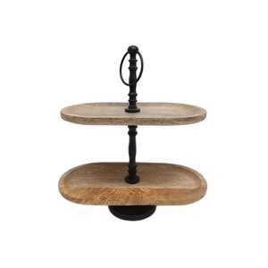 Présentoir à gâteaux en bois de forme ronde à un niveau Finitions naturelles pour présentoir de fête d'anniversaire de mariage en vrac personnalisé - Product Image 3