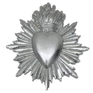 Décoration murale artisanale en or antique, cœur sacré, cœur de Milagro flamboyant, art religieux catholique, décoration d'autel pour la maison et l'église - Product Image 5