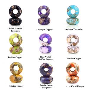 Cuarzo de apatita azul Mohave Natural 14x8mm 5mm Tamaño de agujero grande Rondelle cuentas espaciadoras de piedras preciosas sueltas para la fabricación de joyas DIY - Product Image 6