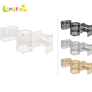 8-in-1 Oval <strong>Natural</strong> Wood Baby Bed Set Complete Growing Cot 7-in-1 Features Cot Mattress Changing Unit Side Bed For Bedroom Use - Product Image 2