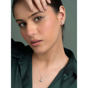 NOVAMART Fine 92.5 <b>Sterling</b> <b>Silver</b> Round Brilliant Solitaire Pendant <b>Earring</b> Fine Jewelry <b>Set</b> for Women & Girls Gift Option Whol - Product Image 5