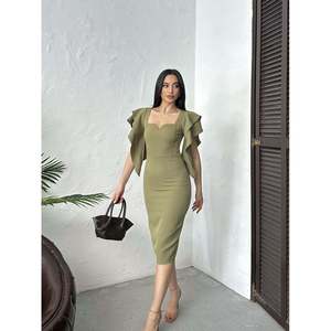 Vestido Midi Elegante Marrón para Mujer missJANELL con Doble Tela Atlas, Mezcla de Poliéster y Elastano, Modelo 3074 para Uso Casual - Product Image 1
