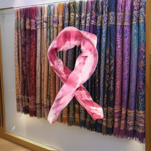 Elegant Floral-Design Silk <b>Scarf</b> for <b>Women</b> Girls Printed with <b>Red</b> Pink Flowers Dots Soft Breathable Square <b>Scarf</b> Made in India - Product Image 5