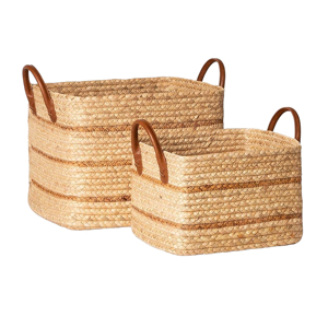 Durable Natural Large Wicker Laundry Seagrass Water Hyacinth Jute Stitch <b>Basket</b> Pantry Organizer for Kitchen Laundry Room Layout - Product Image 2