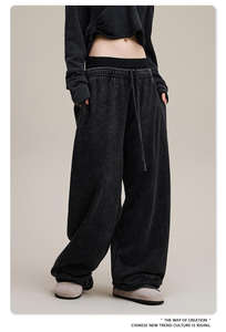 Pantalon Cargo en coton épais de haute qualité 240g pour femmes décontracté Double taille couleur unie coupe ample pleine longueur - Product Image 5