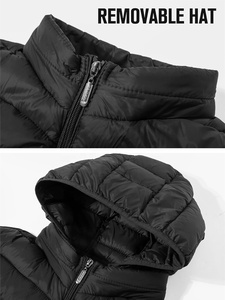 เสื้อกั๊กขนเป็ดมีฮู้ดสำหรับผู้ชายเสื้อกั๊กขนเป็ดมีซิปสีดำสำหรับฤดูใบไม้ร่วงและฤดูหนาว - Product Image 5