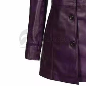 Manteau long élégant décontracté respirant pour femmes, élégant manteau en cuir tricoté d'hiver, trench-coat moderne, vêtements d'extérieur tendance - Product Image 5