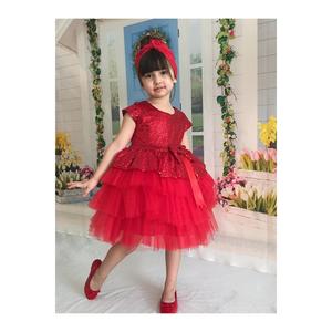 Abito da sera in Tulle rosso con nastri-abito con paillettes-abito da sera bambino-abito da sera da ragazza - Product Image 4