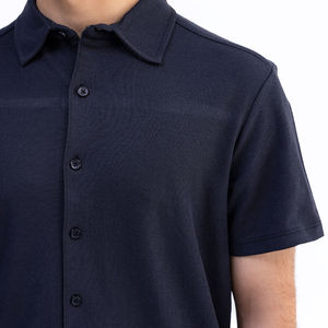 Personnalisable 100% respirant anti-rétrécissement écologique imprimé hommes été décontracté piqué coton popeline chemise couleur noire - Product Image 3