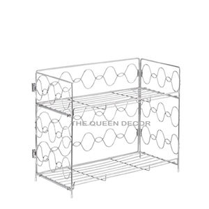 Premium Design Handmade Stainless Steel Metal Shinny Polished Glass with Unique Shape Double Tiers Spice Rack Storage <b>Shelve</b> - Product Image 6