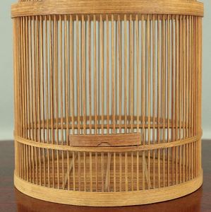 Cage à oiseaux artisanale en bambou japonais pour petit oiseau, kettel rustique marron entièrement fait à la main, grue canarienne - Product Image 3