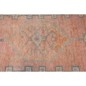 3.1x11.7 ft <b>Rug</b>, Vintage Turkish <b>Runner</b> <b>Rug</b>, Orange Wool <b>Rug</b> - Product Image 4