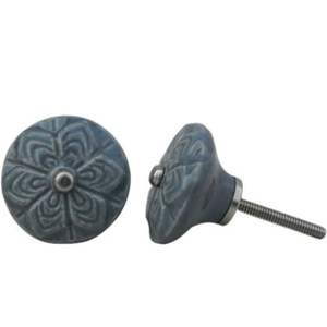 Lot de boutons en céramique français gris Vintage tirettes fleur bouton de porte armoires tiroirs modernes 4.44 cm FCK-83 - Product Image 1