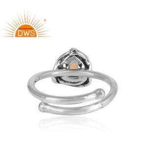 แหวนพลอยซิทรินธรรมชาติสีเงินสเตอร์ลิงออกซิไดซ์ขายดีที่สุดเครื่องประดับแบบวางซ้อนกันได้สำหรับผู้หญิงของขวัญสำหรับผู้หญิงสำหรับเธอ - Product Image 5