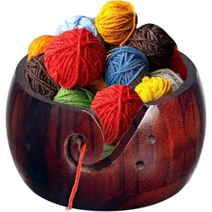 Premium Handcrafted Wood Yarn Storage Bowl <b>for</b> <b>Knitters</b> Handcrafted Eco-Friendly Yarn Storage Wooden Bowl from India - Product Image 2