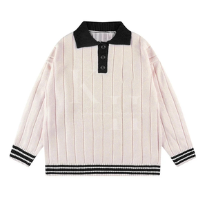 Suéter de punto personalizado de manga larga para jóvenes para hombres, uniforme escolar de primavera y otoño con diseño de cuello de polo hecho de algodón para niños - Product Image 5